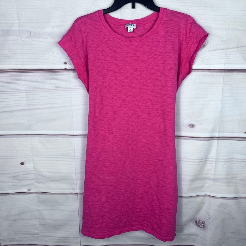 J Crew Dress Womens M Pink Short Sleeve T-Shirt Tie Waist Cotton Knit Pullover - Picture 1 of 7
